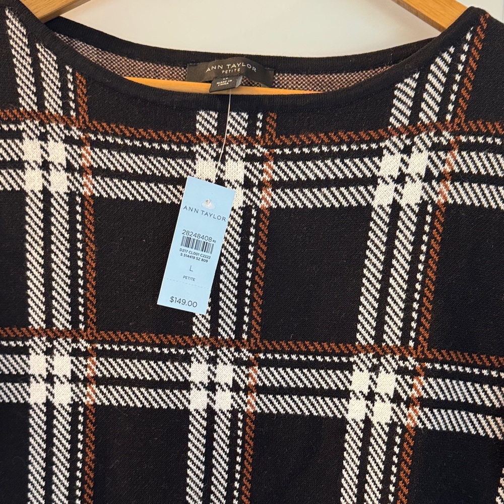 Ann Taylor Plaid Sweater Dress NWT - Picture 4 of 11
